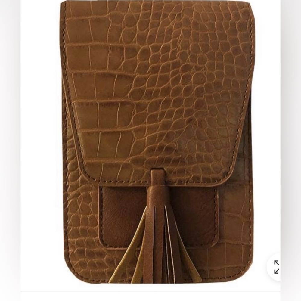 NWT K Carroll Camel Croc-Embossed Vegan Crossbody Bag- RFID protection